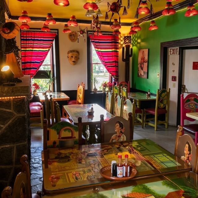 Warm and inviting restaurant interior with rustic decor